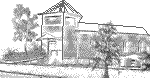 A pencil church, graphically created by site coordinator.